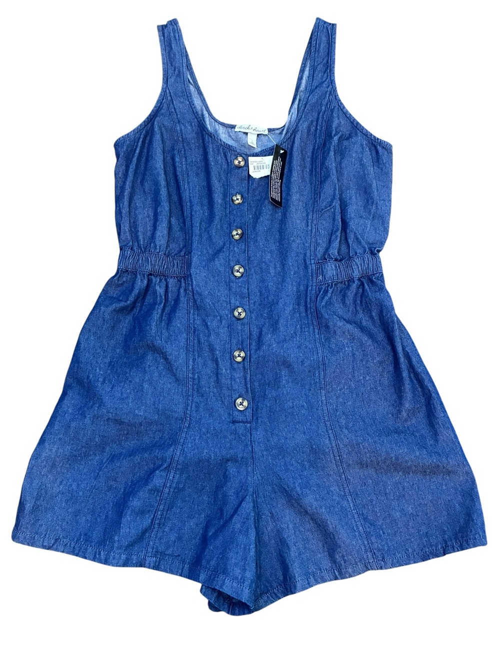 Juniors Denim Romper with Front Buttons
